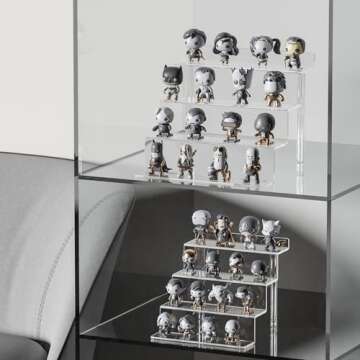 Acrylic Risers Display Stands, Clear Perfume Organizer, 4 Tier Diaplay Riser Shelf Compatible with Funko POPs Amiibo Nendoroids, Lotion Holder Cupcake Stand Shot Glass Display Tiered Table Shelf Stand