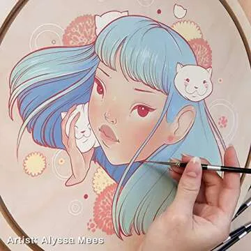 Trekell Synthetic Acrylic Paint Brushes Set - Paint Brushes for Acrylic Painting - Professional Detail - Round & Fine Tip Paint Brush - Acrylic Paint Brush Set (6, 10 & 6 in. Handles)