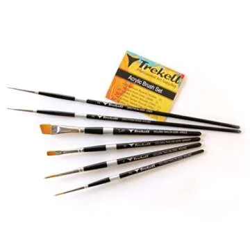 Trekell Synthetic Acrylic Paint Brushes Set - Paint Brushes for Acrylic Painting - Professional Detail - Round & Fine Tip Paint Brush - Acrylic Paint Brush Set (6, 10 & 6 in. Handles)