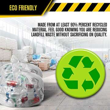 Ultrasac - Recycling Bag, 45 Gallon, 1.1 Mil, 40"x46", Clear, 100 Count w/Ties