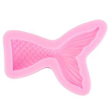 ScivoKaval Silicone Mermaid Tail Mold Baking Cake Decoration Jelly Sugar Craft Chocolate Fondant Gumpaste Pastry Clay Candy Making Ice Cube Tray Fimo Soap Molds Large and Small Set of 2