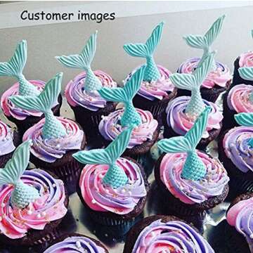 ScivoKaval Silicone Mermaid Tail Mold Baking Cake Decoration Jelly Sugar Craft Chocolate Fondant Gumpaste Pastry Clay Candy Making Ice Cube Tray Fimo Soap Molds Large and Small Set of 2