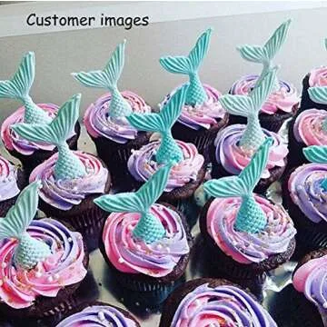 ScivoKaval Silicone Mermaid Tail Mold Baking Cake Decoration Jelly Sugar Craft Chocolate Fondant Gumpaste Pastry Clay Candy Making Ice Cube Tray Fimo Soap Molds Large and Small Set of 2