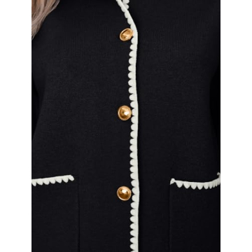 LILLUSORY Womens Cardigan Sweater Fall Outfits Clothes Fashion Trendy 2024 Jacket Blazer Lady Outerwear Button Down Lightweight Coat Black M