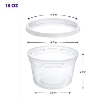 Pantry Value 16 oz - 48 Count Plastic Food Storage Deli Containers with Lids, Disposable Containers ...