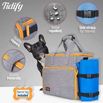 Dog Travel Bag Airline Approved Travel Set for Dog and Cat Tote Organizer with Multi Function Pocket...