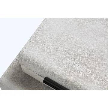 Ivory Shagreen Decorative Storage Boxes Set with Handles