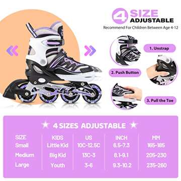 2PM SPORTS Cytia Purple Adjustable Inline Skates for Kids