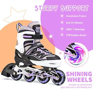2PM SPORTS Cytia Purple Adjustable Inline Skates for Kids