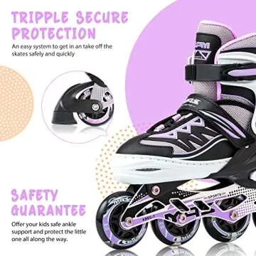 2PM SPORTS Cytia Purple Adjustable Inline Skates for Kids