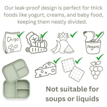 Ali+Oli Silicone Bento Box (Pine) Lunch Box for Kids, Toddlers, Preschoolers & Adults | BPA-Free and Spill-Proof | Ideal for School, and On-the-Go Meals| Perfect for Lunch, Snacks, and Meals