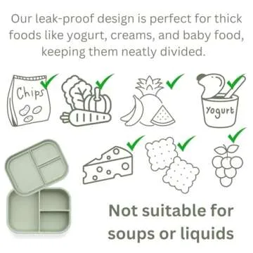 Ali+Oli Silicone Bento Box (Pine) Lunch Box for Kids, Toddlers, Preschoolers & Adults | BPA-Free and Spill-Proof | Ideal for School, and On-the-Go Meals| Perfect for Lunch, Snacks, and Meals