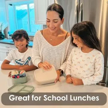 Ali+Oli Silicone Bento Box (Pine) Lunch Box for Kids, Toddlers, Preschoolers & Adults | BPA-Free and Spill-Proof | Ideal for School, and On-the-Go Meals| Perfect for Lunch, Snacks, and Meals