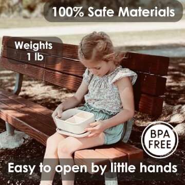 Ali+Oli Silicone Bento Box (Pine) Lunch Box for Kids, Toddlers, Preschoolers & Adults | BPA-Free and Spill-Proof | Ideal for School, and On-the-Go Meals| Perfect for Lunch, Snacks, and Meals