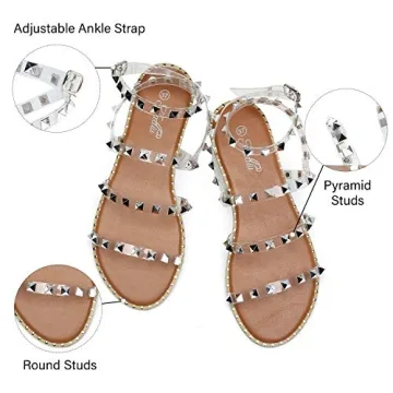 katliu Women's Strappy Studded Sandals for Summer Style