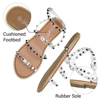 katliu Women's Strappy Studded Sandals for Summer Style
