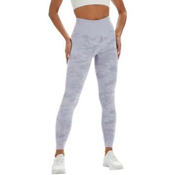YVYVLOLO Women High Waist Workout Gym Camo Seamless Leggings Yoga Pants Tights(Y326-Camo Gray-S)