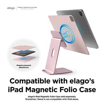 elago Premium iPad Magnetic Stand Designed for iPad Pro 12.9"(5th,4th Gen), iPad Pro 11"(3rd,2nd Gen), iPad Air 10.9"(5th,4th Gen), iPad Mini 8.3"(6th Gen, A17 Pro), iPad 10.9"(10th Gen) [Sand Pink]