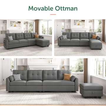 HONBAY Reversible Sectional Sofa for Small Spaces