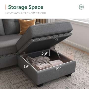 HONBAY Reversible Sectional Sofa for Small Spaces