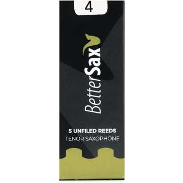 BetterSax Premium Jazz Cut Tenor Saxophone Reeds - Advanced Strength 4.0 (5-Pack) - Superior Sound Q...