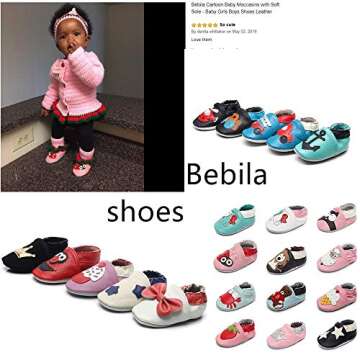 Bebila Leather Cartoon Baby Moccasins - Cute Suede Soft Sole Toddler Shoes Boys Girls First Walker N...