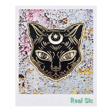 REAL SIC Black Cat Enamel Pin - Witch's Black Cat Pin - Premium Halloween/Occult/Witch/Tarot/Alchemy...