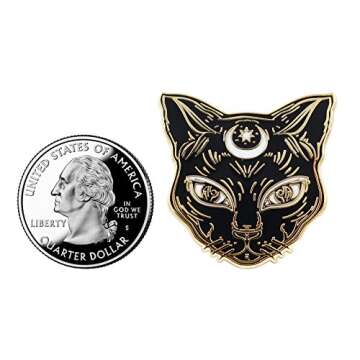 REAL SIC Black Cat Enamel Pin - Witch's Black Cat Pin - Premium Halloween/Occult/Witch/Tarot/Alchemy Cat Accessory for Jackets, Backpacks, Hats & Tops