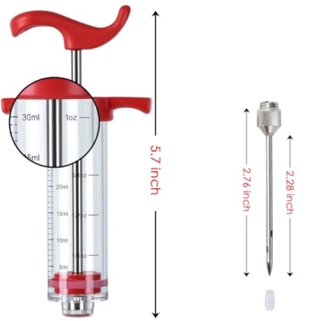Turkey Injector Syringe - BBQ Marinade Injector 1oz