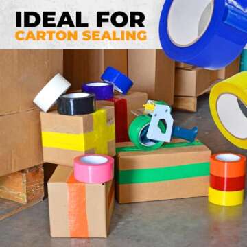 WOD CSTC22SBA Pink Carton Sealing Tape, 2 inch x 55 yds. 2 mils Thick, Strong Heavy-Duty Industrial Shipping Packaging Tape for Moving, Office, & Storage