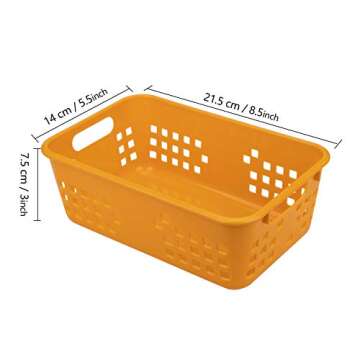 Jucoan 12 Pack Small Plastic Storage Baskets, 8.5 x 5.5 x 3 Inch Plastic Classroom Storage Baskets O...