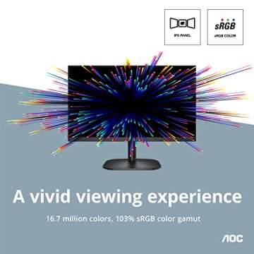 AOC 27B2H 27" Full HD IPS Monitor, 3-Sided Frameless & Ultra Slim Design, HDMI and VGA inputs, Lowblue Mode, VESA compatible,Black