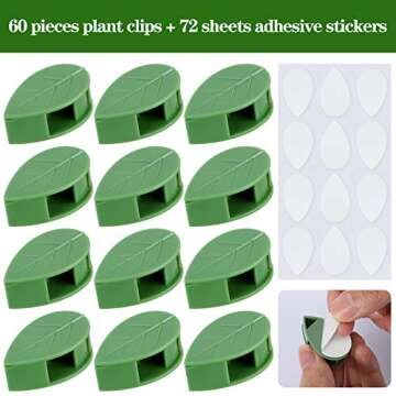 60 Pieces Plant Climbing Wall Fixture Clips with 72 Pieces Acrylic Adhesive Sticker Leaf Fixer Invisible Wall Vines Fixing Clips Self-Adhesive Hook Plant Vine Traction for Indoor Outdoor Decoration