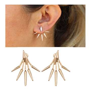 Eoumy Metal Star Ear Jacket Earrings Bar Ear Cuff Earrings for Women Gold Plated
