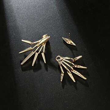 Eoumy Metal Star Ear Jacket Earrings Bar Ear Cuff Earrings for Women Gold Plated