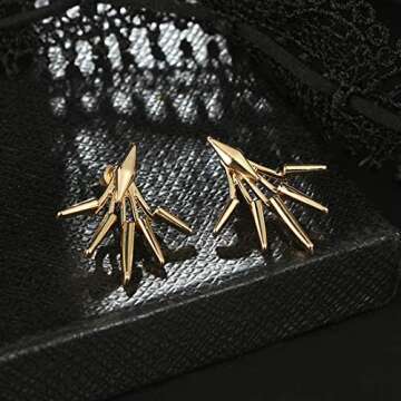 Eoumy Metal Star Ear Jacket Earrings Bar Ear Cuff Earrings for Women Gold Plated