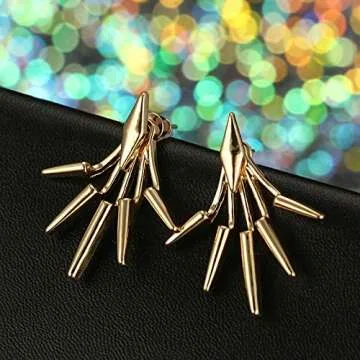 Stylish Eoumy Metal Star Jacket Earrings for Women