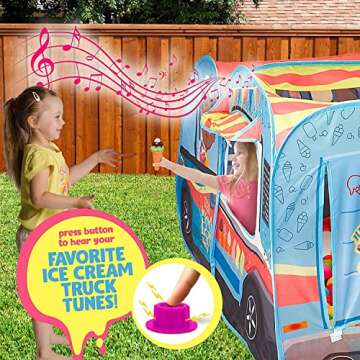 Kiddzery Ice Cream Truck Play Tent for Kids - Pretend Play Toy Food Set - Pop Up Icecream Playhouse ...