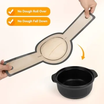 Silicone Bread Sling for Dutch Oven- Double Thickness Platinum Silicone –Reusable Non-Stick & Easy Clean Silicone Bread Baking Mat with Extra Long Handles, Easy and Stable to Transfer Sourdough Bread