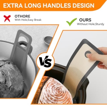 Silicone Bread Sling for Dutch Oven- Double Thickness Platinum Silicone –Reusable Non-Stick & Easy Clean Silicone Bread Baking Mat with Extra Long Handles, Easy and Stable to Transfer Sourdough Bread