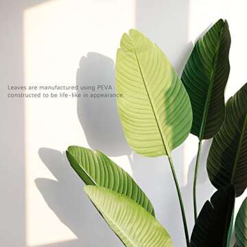 Worth Garden 5ft Artificial Bird of Paradise Plant 59in Fake Tropical Palm Tree,Realistic Faux Silk Plants for Home Office Indoor Outdoor Decor,Black Pot & 20g Dry Moss Included