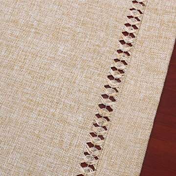 Grelucgo Set of 6 Handmade Hemstitch Beige Table Placemats, Rectangular 12 by 18 Inch