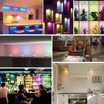 HFCDL Battery Operated LED Puck Lights with Remote RGB 13 Color Changing Wireless Stick On Closet Pu...