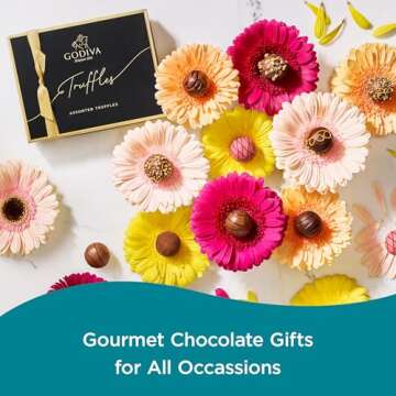 Godiva Chocolatier Signature Assorted Chocolate Truffle Gift Box for Birthday, Thank You, Anniversary, Congratulations Gift Basket Gourmet Candy with Creamy Ganache in Milk, White, Dark Chocolate, 12pc
