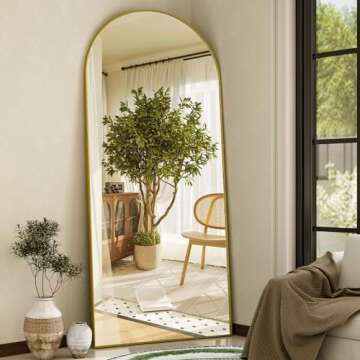 GLSLAND-30x71 inch Wall Mount Arched Full Length Mirror-Aluminum Alloy Frame High Definition-Full Bo...