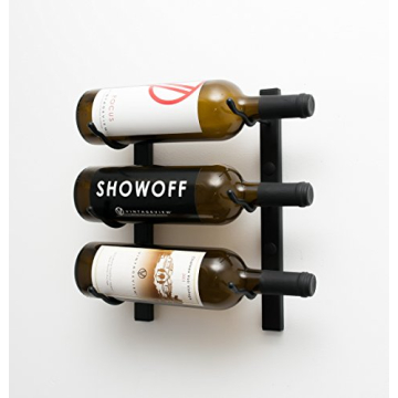 VintageView W Series Wine Rack - 1-3 Bottle Metal Wall Mounted (Matte Black) Stylish Modern Wine Sto...