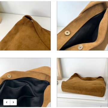 Slouchy Suede Hobo Bags Women Crescent Satchels Shoulder Bag Crossbody Purse Corduroy Top-handle College Tote Handbag