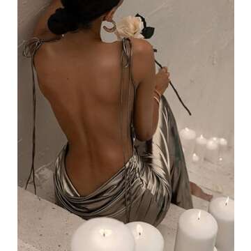 NUFIWI Sleeveless Backless Maxi Dress Open Back Slim Fit Long Dress Cut Out Bodycon Cocktail Dress Going Out Wear Gold