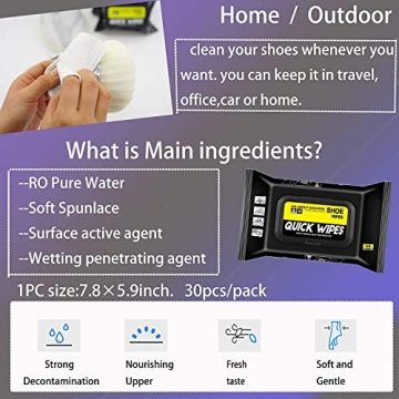 mygezi Shoe Sneaker Wipes Cleaner 60 Pcs Portable Travel Wipes