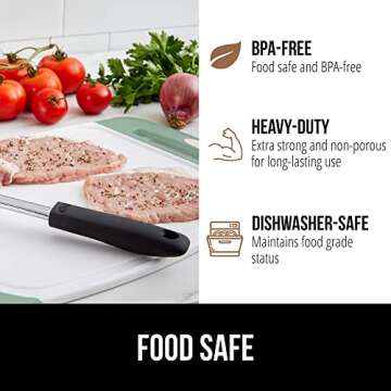 The Original Gorilla Grip Oversized 100% BPA Free Reversible Durable Kitchen Cutting Board Set of 3, Juice Grooves, Dishwasher Safe, Easy Grip Handle Border, Food Chopping Boards, Cooking, Mint